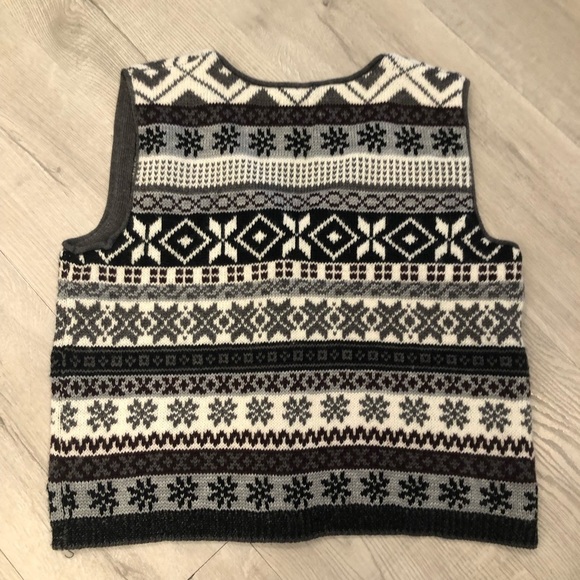 Vintage Snowflake Nordic Style Angora Wool Blend Button Knit Vest Waistcoat M - Picture 6 of 11